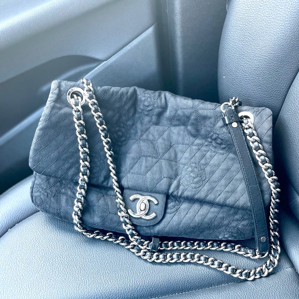 SOLD Chanel Camelia Denim Black Bag - Picture 3 of 17